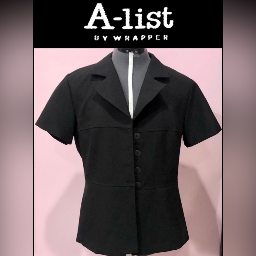 A-LIST BY WRAPPER Ladies tailored black sleeved jacket/blazer size 8 ex cond